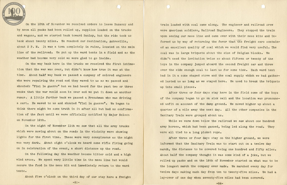 318th Field Hospital History - Pages 083-084