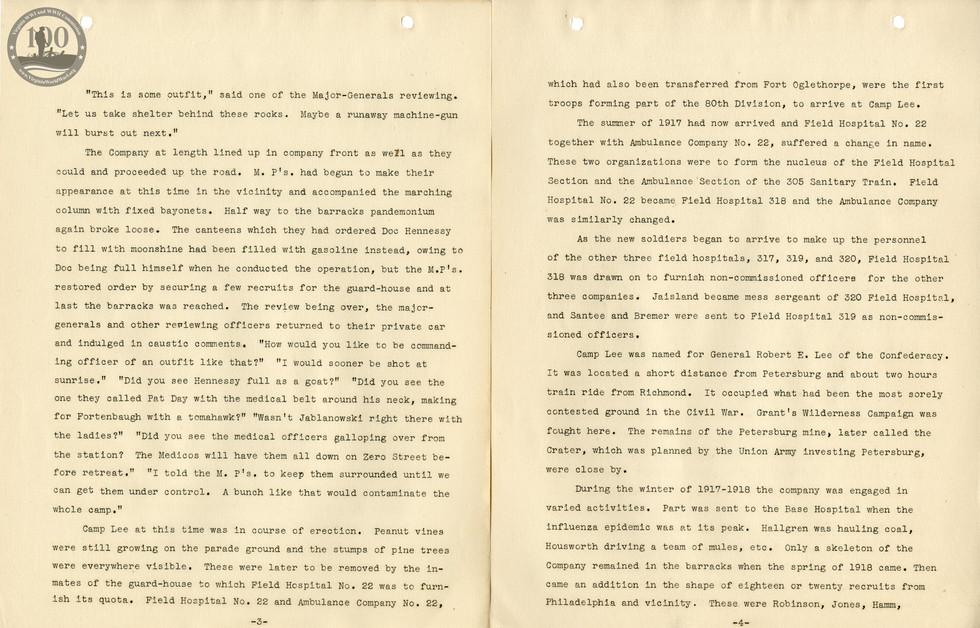 318th Field Hospital History - Pages 003-004
