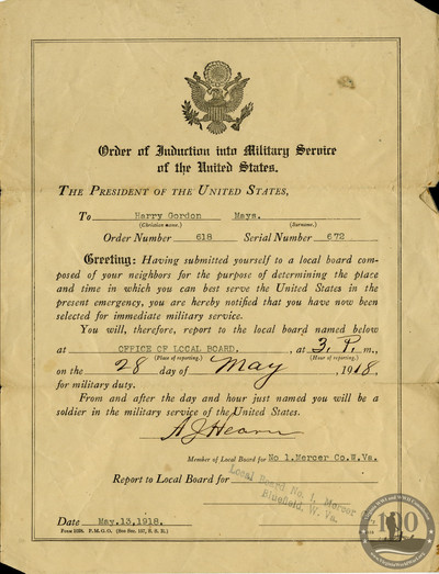 Mays, Harry G. - WWI Document