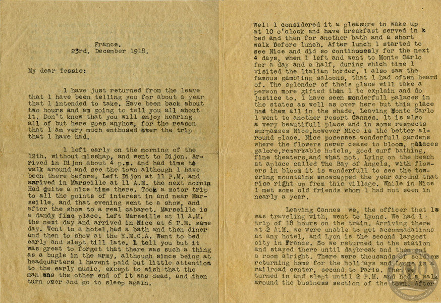 Brosch, Frank J. - WWI Letter