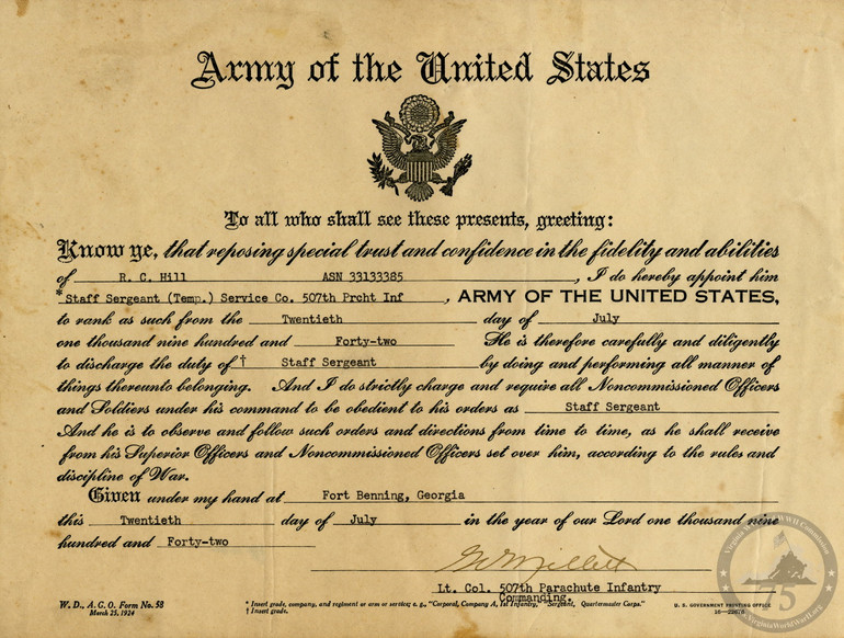 Hill, Robert C. - WWII Document