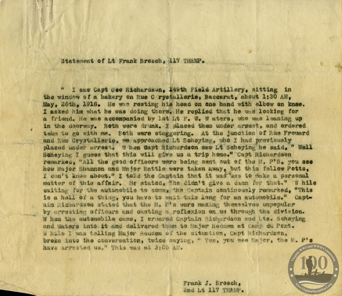 Brosch, Frank J. - WWI Document