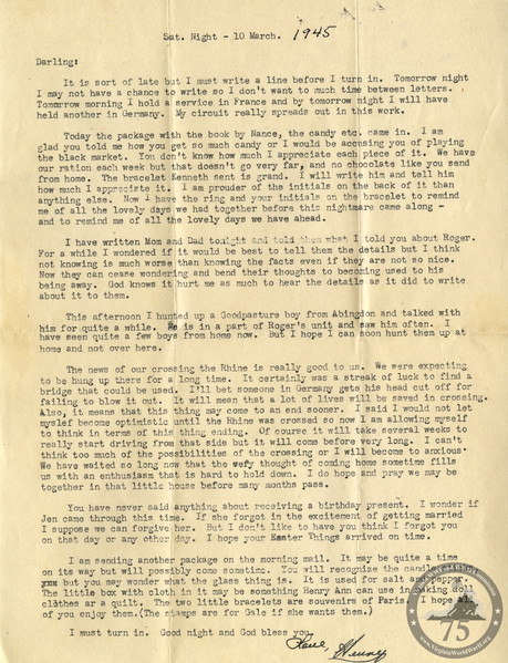 Butt, Henry C. - WWII Letter