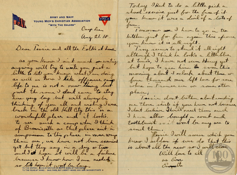 Brosch, Emmette A. - WWI Letter