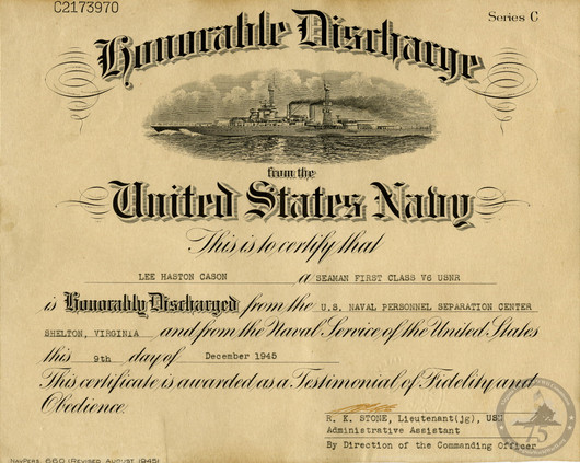 Cason, Lee - WWII Document