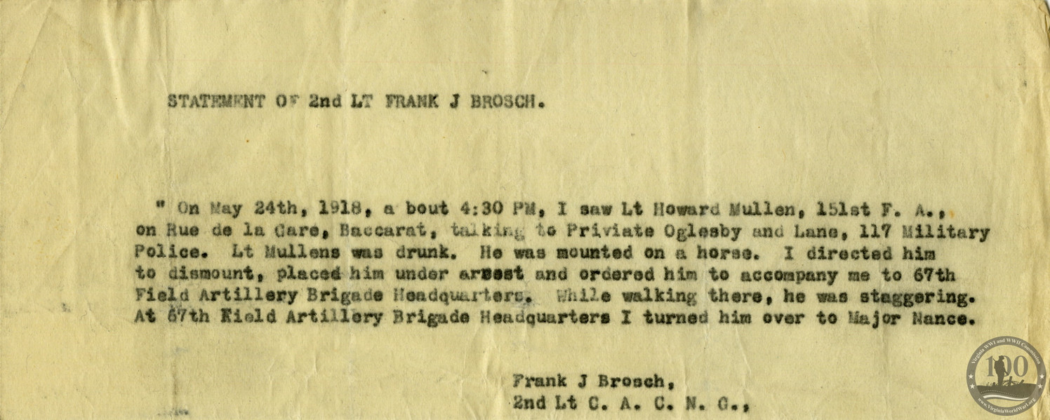 Brosch, Frank J. - WWI Document