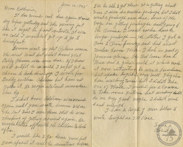 Hill, Robert C. - WWII Letter